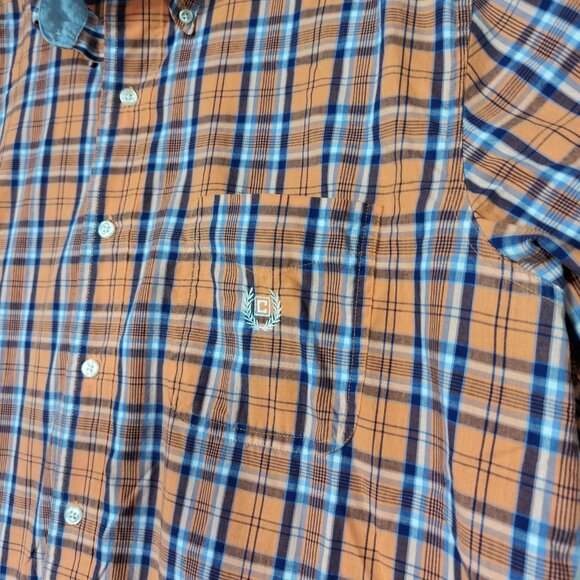 Chaps Men's Size Large Short Sleeve Cotton Easy Care Button-Front Shirt - Picture 3 of 5